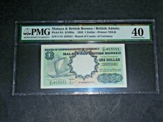 Pmg 40 Extremely Fine,  Malaya & British Borneo /british Admin 1 Dollar 1959