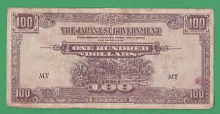 Malaya.  (japan Occupation).  100 Dollars 1944.