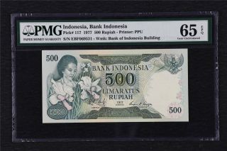 1977 Indonesia Bank Indonesia 500 Rupiah Pick 117 Pmg 65 Epq Gem Unc