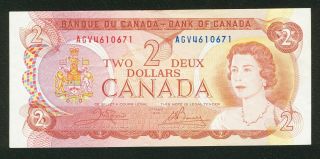 1974 Bank Of Canada $2 Two Dollars Crow Bouey Prefix Agv