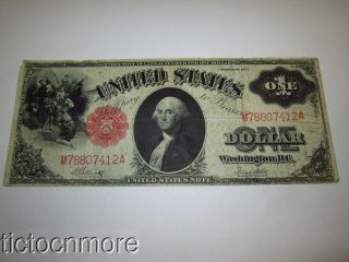 Us 1917 $1 Dollar Sawhorse Legal Tender Large Note Red Seal M78807412a