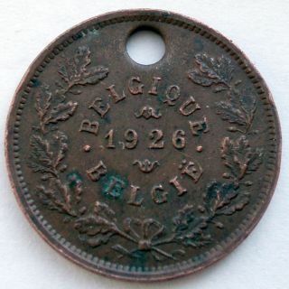 Belgique Belgie 1926 Belasting Op De Honden Tax Token 24mm 5g Copper Ff13.  4