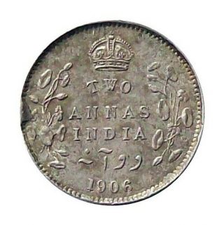 British India 2 - Annas Silver Coin 1906 Edward Vii Cat № Km 505 Vf