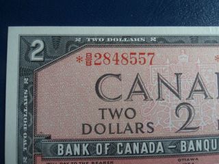 1954 Canada 2 Dollar Bank Note - Beattie/Raminsky - Replacement BB2848557 - UNC,  19 - 320 2