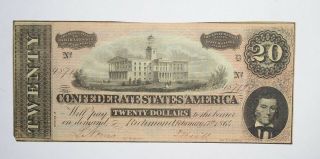 Civil War 1864 $20.  00 Confederate States Horse Blanket Note 740