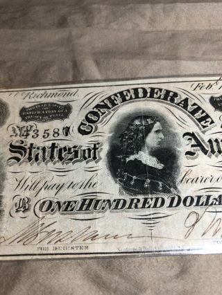 1864 $100 Dollar Confederate States of America Currency Note Bill SEE OTHERS 2