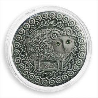 Belarus 20 Rubles,  Zodiac Signs,  Aries,  Silver,  Zircons,  Coin,  2009