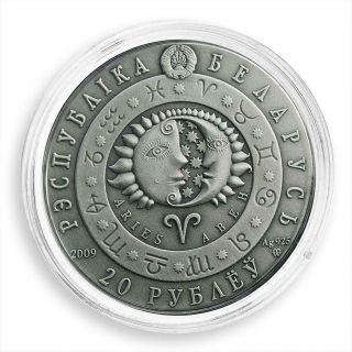 Belarus 20 rubles,  Zodiac Signs,  Aries,  silver,  zircons,  coin,  2009 4