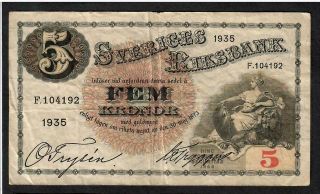 5 Kronor From Sweden 1935