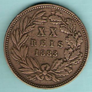 Portuguese India - 1883 - 20 Reis - D Luiz I - Rarest Copper Coin