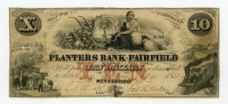 1853 $10 The Planters Bank Of Fairfield - Winnsboro 