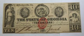 Cr - 8 $10 Ten Dollars State Of Georgia February 1st,  1863