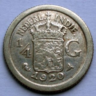 Netherlands East Indies 1/4 Gulden 1920 Silver K10.  7