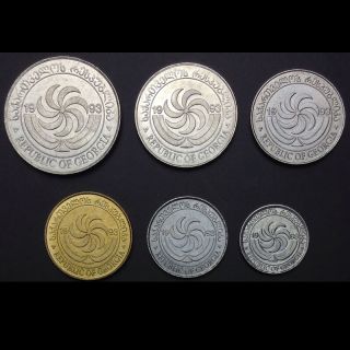 [g - 1] Georgia Set 6 Coins,  1 2 5 10 20 50 Tetri,  1993,  Unc