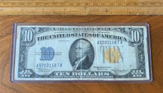 1934 - A $10 Ten Dollar North Africa Bill Note Gold Seal Silver Certificate