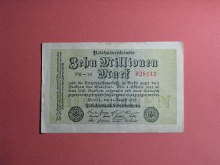 Germany 10000000 Ten Million Mark 1923 Pr - 59 028112 Uniface Reichsbanknote Note