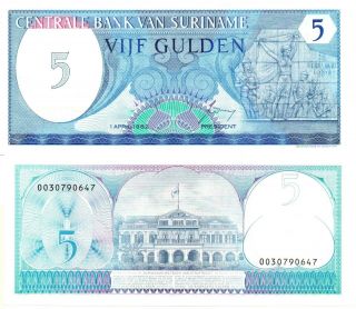 Suriname 5 Gulden (1.  4.  1982) Pick 125,  Unc Rare