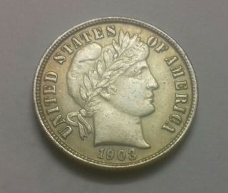 One Dime 1903.  Silver American Coin.  Usa.  B2900