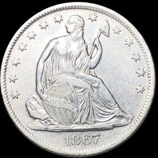 1867 - S Seated Half Dollar Looks Uncirculated High End Liberty San Fran Silver Nr