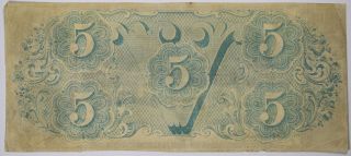 $5 1863 T - 60 Richmond Virginia Confederate States of America Currency 2