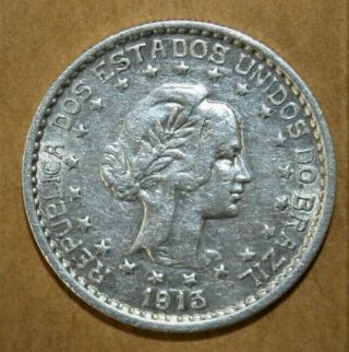 Brazil - Brasil 500 Reis 1913 - A Almost Uncirculated / Uncirculated Silver Coin