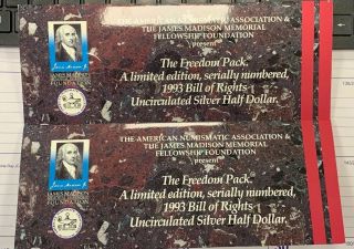 2 - 1993 - W MADISON BILL OF RIGHTS TRIBUTE FREEDOM SILVER HALF Edge SN 1200&1199 4