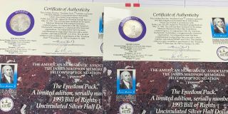 2 - 1993 - W MADISON BILL OF RIGHTS TRIBUTE FREEDOM SILVER HALF Edge SN 1200&1199 8