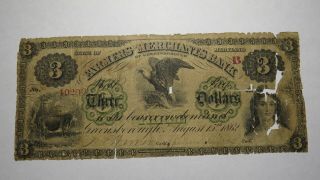 $3 1862 Greensborough Maryland Md Obsolete Currency Bank Note Bill Farmers