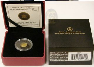 Canada 2014 Rocky Mountain BIGHORN SHEEP 0.  5gm GOLD Coin w/Box & LIMITED Ed. 3