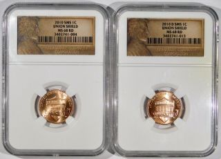 2010 P D Union Shield Lincoln Cents Sms Ngc Ms68 Red