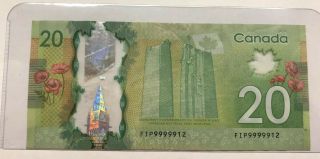 Very High Serial Number (last 100 Printed) On 2012 Canadian $20 Banknote