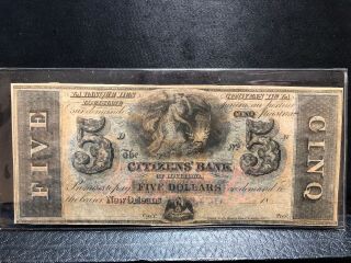 Usa 5 Dollars Cinq Citizens Bank Of Orleans Louisiana - - Obsolete Bill