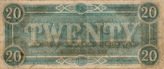 Vtg 1864 $20 U.  S.  Civil War Currency Note CSA CAPITOL NASHVILLE T - 67 VF/XF 3