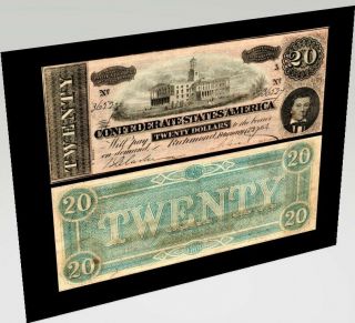 Vtg 1864 $20 U.  S.  Civil War Currency Note CSA CAPITOL NASHVILLE T - 67 VF/XF 4