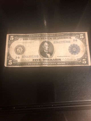1914 $5 Five Dollars Frn Federal Reserve Note