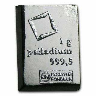 1 Gram Palladium Bar - Valcambi.  9995 Fine