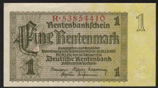 1937 1 Rentenmark Germany Vintage Nazi Old Paper Money Banknote Currency Bill Xf