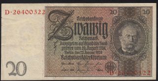 1929 20 Reichsmark Germany Vintage Nazi Old Paper Money Banknote Currency Xf