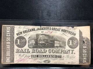 1861 $1.  50 Orleans,  Jackson & Great Northern Rail Road Co.  - Louisiana Note