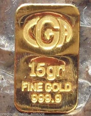 1 5 Fifteen Grain (not Gram) 24k Pure 999.  9 Fine Gold Bullion Minted Bar