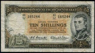 Commonwealth Australia King Gorge Vi 10/ - Shillings (1/2) Banknote