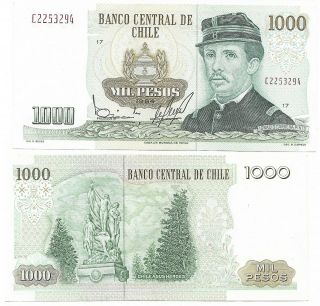 Chile Note 1000 Pesos 1984 Serial C Block 17 P 154c Xf