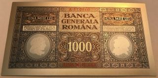 Romania German Occupation Wwi Banca Generala Romana 1000 Lei 1917 Polymer Silver