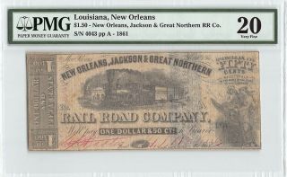 United States / Orleans,  La 1861 Pmg Very Fine 20 $1.  50 Obsolete Scrip