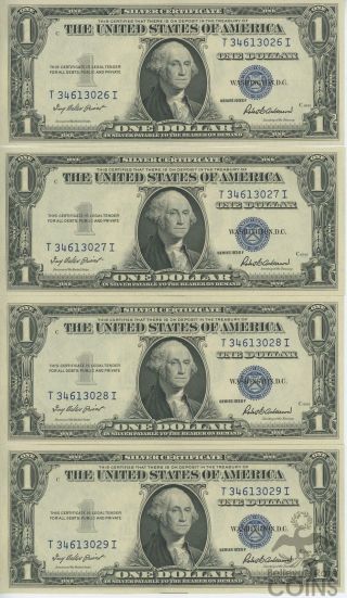 Set Of 4: 1935 F $1 Consecutive Silver Certificates ($4 Face Value)