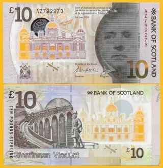 Scotland 10 Pounds P - 131 2016 Bank Of Scotland Unc Polymer Banknote