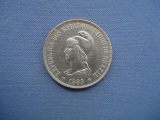 1889 Brazil - 500 Réis - Silver Coin - 77622