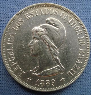 1889 Brazil - 500 Réis - Silver Coin - 77622 3