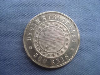 1889 Brazil - 500 Réis - Silver Coin - 77622 4