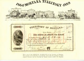 1889 Helena,  Montana Territory Stock Inspector & Detective Fund Warrant.  8991